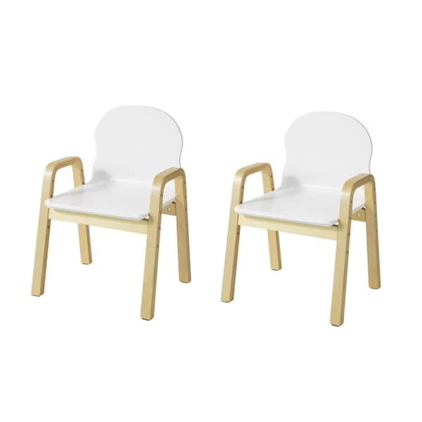 SoBuy 2 Børnestole justerbare i sædehøjde: 23/27/31/35 cm, Massiv birk og MDF, Belastning 90 kg, Hvid, KMB24-WX2