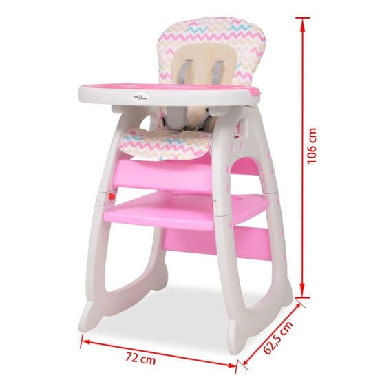 3-I-1 Konvertibel Barnstol Med Bord Rosa