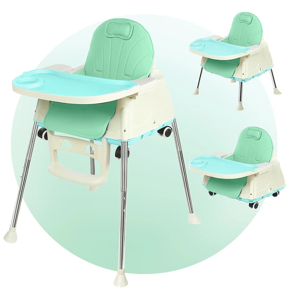 Hög stol Hög stol Barnstol Babystol Growing Combi Hög stol Höjd Ryggstöd Justerbar och hopfällbar, Grön