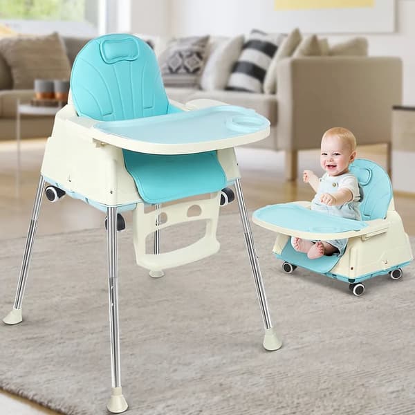 Højstol Høj stol Højstol Babystol Voksende Kombi Høj stol Højde Ryglæn Justerbar og sammenklappelig, Blå