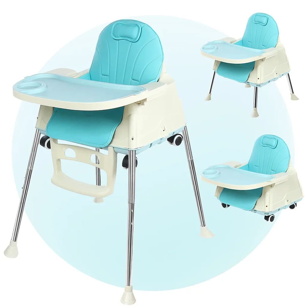 Hög stol Hög stol Barnstol Babystol Growing Combi Hög stol Höjd Ryggstöd Justerbar och hopfällbar, Blå