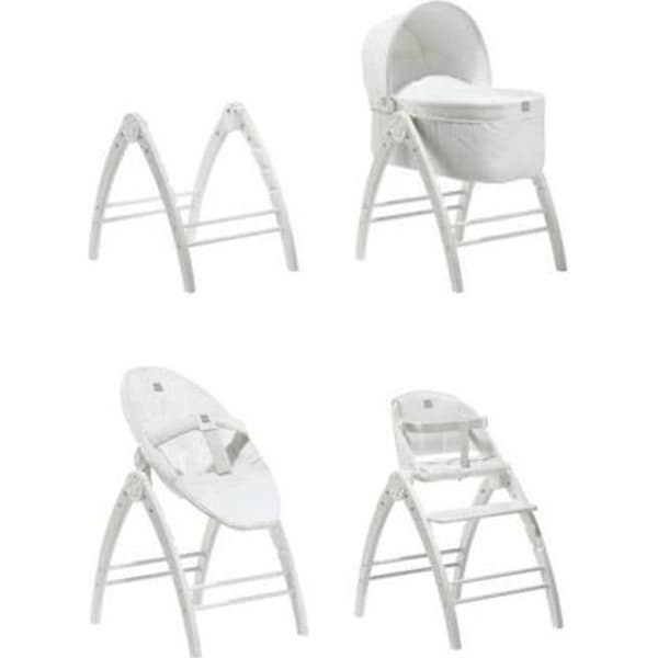BABY DAN Angel 3 i 1 Bassinet + Reclining Bouncer + Barnstol Vit
