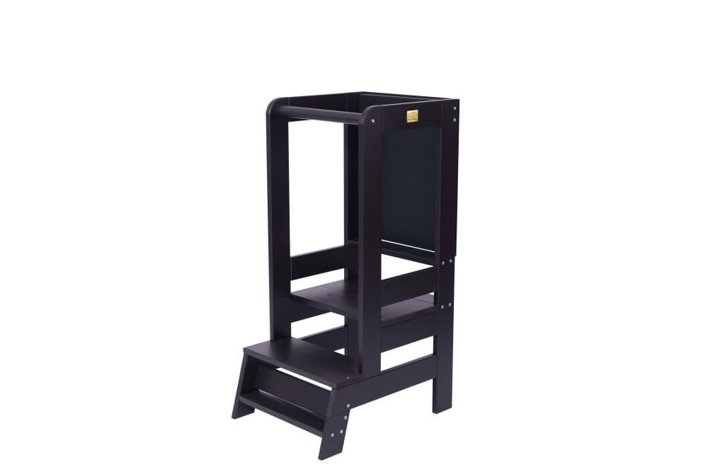 MeowBaby® Pedagogiskt Torn för Barn Learning Tower Montessori Tower Observation Kitchen Helper med tavlan Svart