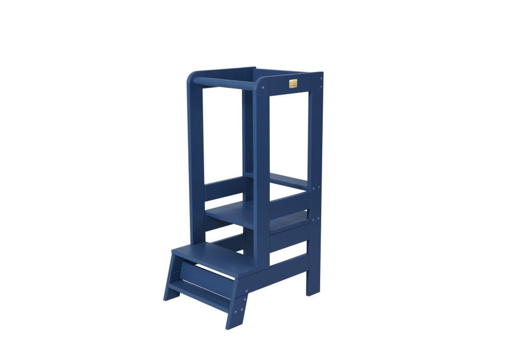 MeowBaby® Pedagogiskt Torn för Barn Learning Tower Montessori Tower Observation Kitchen Helper Blå