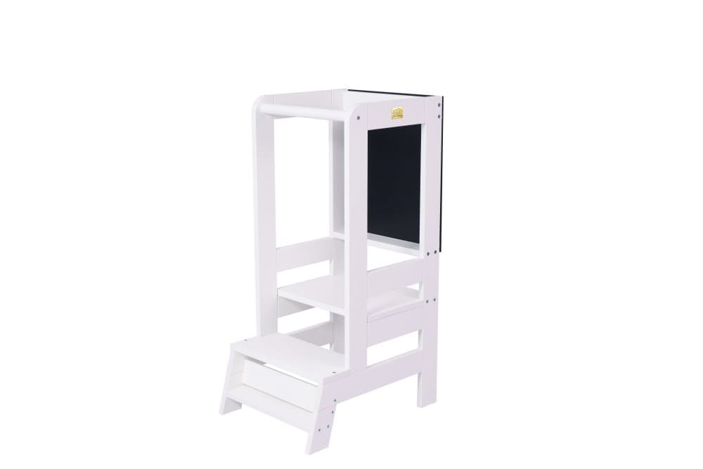 MeowBaby® Pedagogiskt Torn för Barn Learning Tower Montessori Tower Observation Kitchen Helper med tavlan Vit