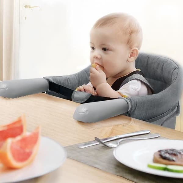 XMTECH hopfällbar babybordssits - Beige/grå färg - För barn från 6 till 36 månader