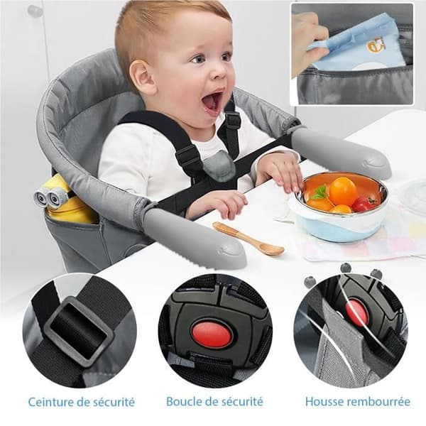 LZQ Babybordssits 6-36 månader Bältesstol Babystol Vikbar babysitsbälte för 2-8 cm tjocka bord
