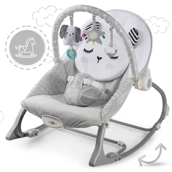 Gungstol med vibration - grå - max 9 kg.