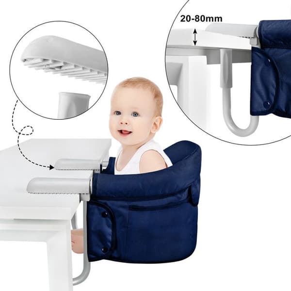 YUENFONG hopfällbar babymatbordssits med halkfria grepp och säkerhetsbälte - blå