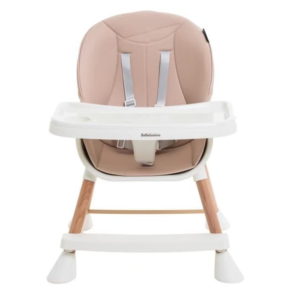 BEBELISSIMO - Evolutionsbarntime i trä - 3 i 1 - 6 månader upp till 5 år - barnstol - rosa