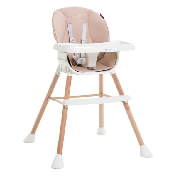 BEBELISSIMO - Evolutionsbarntime i trä - 3 i 1 - 6 månader upp till 5 år - barnstol - rosa