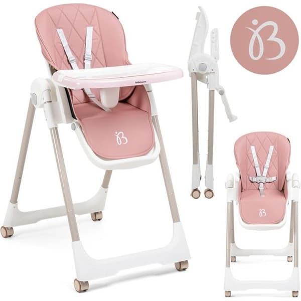 Bebelissimo - Justerbar barnstol - Hopfällbar - Kompakt - Justerbar i höjdled - Från 6 månader till 3 år (15kg) - rosa