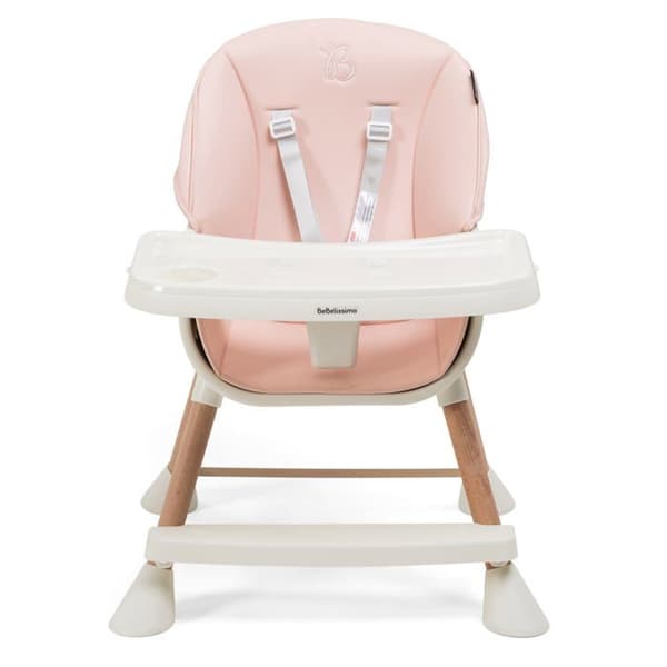Bebelissimo - 5 i 1 barnstol - Skalbar - Justerbar - Bokträ - PVC-läder - rosa - BZ -511 - ny design