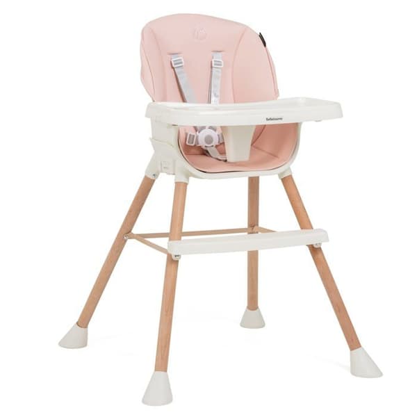 Bebelissimo - 5 i 1 barnstol - Skalbar - Justerbar - Bokträ - PVC-läder - rosa - BZ -511 - ny design