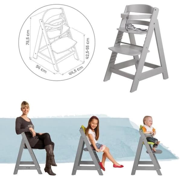 Sit Up III Justerbar Barnstol i trä - ROBA - Justerbar i höjdled - Taupe
