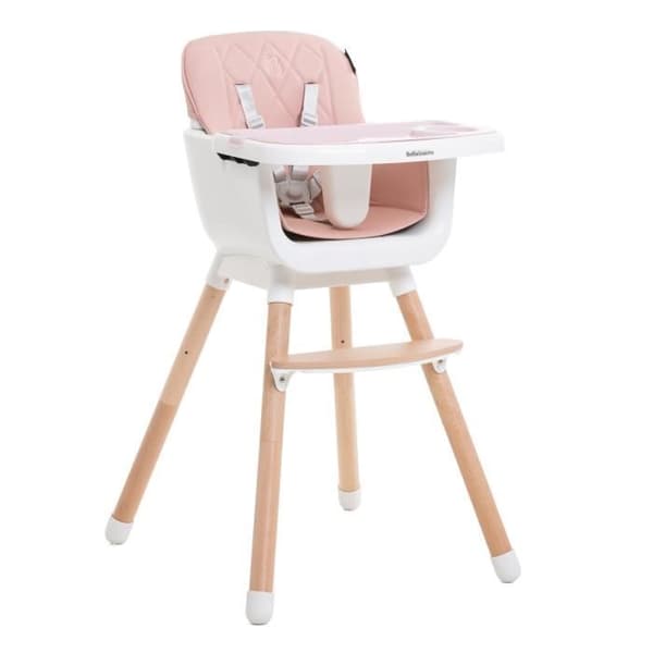 BEBELISSIMO - Barnstol - Skalbar - Justerbar - Trä - 2 på 1 - 6 månader till 5 år - rosa