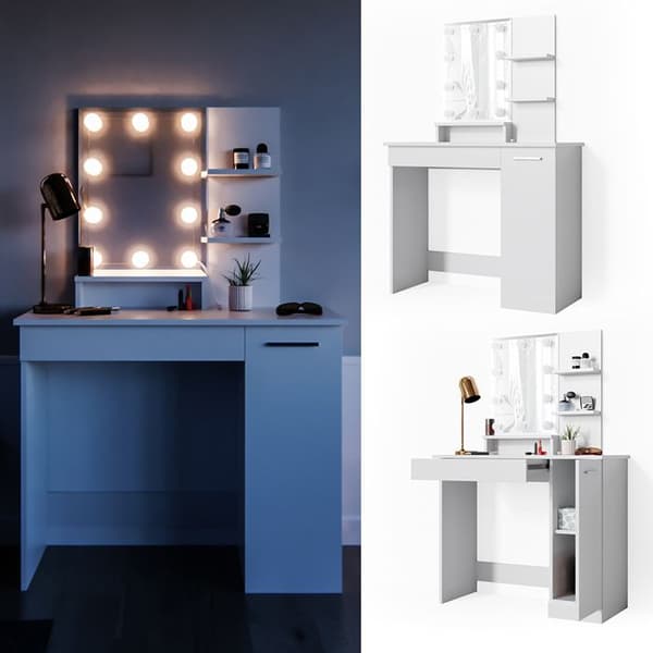VICCO sminkbord Julia White med LED