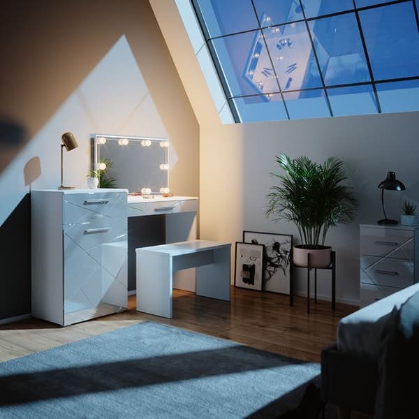 Sminkbordsspegel (LED-bänk) Vicco Little Irma vit