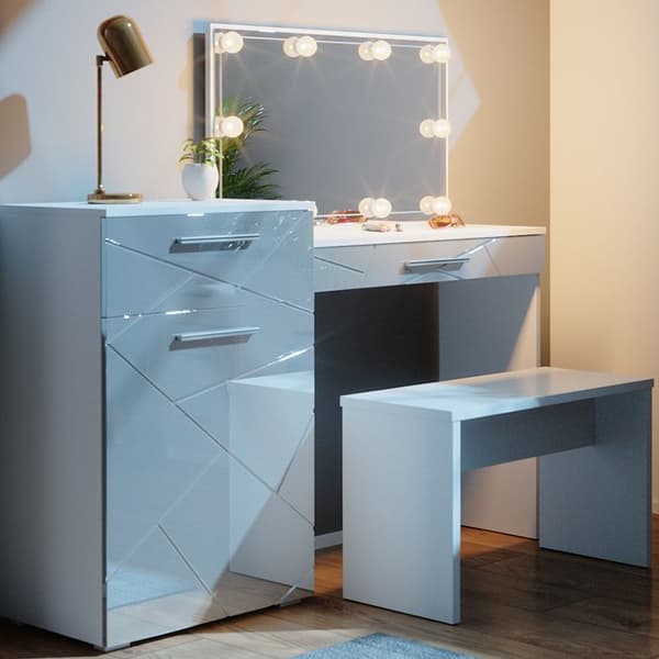 Sminkbordsspegel (LED-bänk) Vicco Little Irma vit