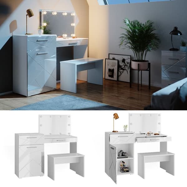 Sminkbordsspegel (LED-bänk) Vicco Little Irma vit