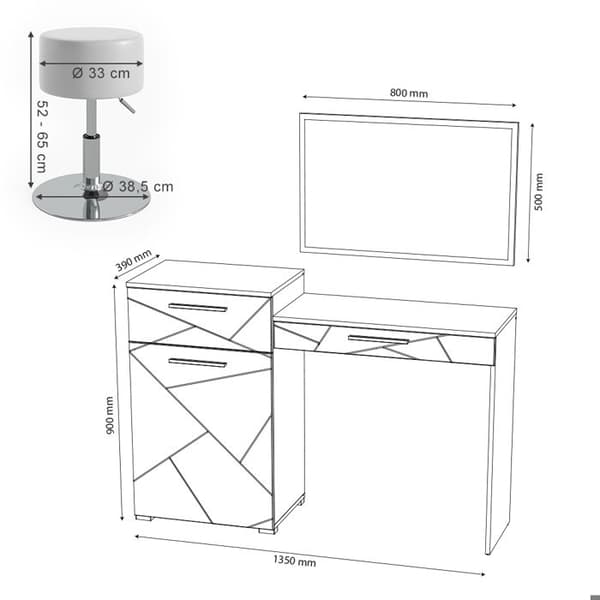 Sminkbord (spegelpall) Vicco Little Irma vit