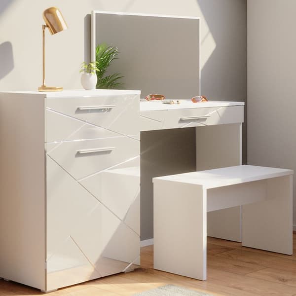 Sminkbord med bänk - Vicco - Lilla Irma - Blank vit