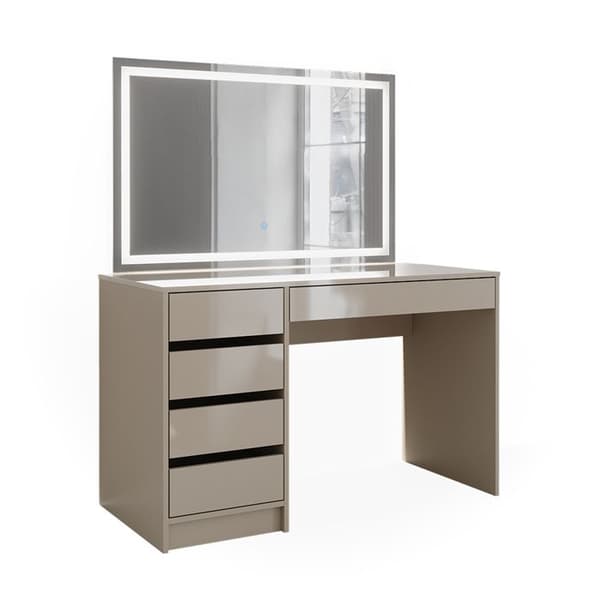 Vicco Sherry sminkbord, Greige, 120 cm med LED-spegel