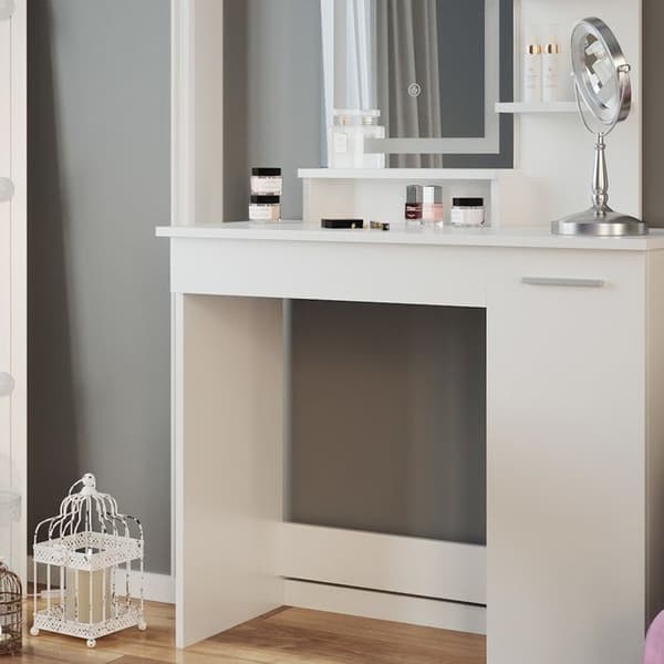 Sminkbord med LED-spegel - Vicco - Julia - Vit