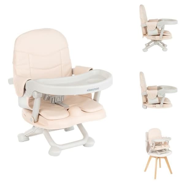 Pappo Booster Kikkaboo barnstol - Beige - Fällbart bord - Säkerhetsbälte