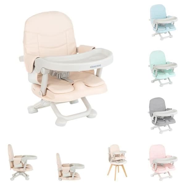 Pappo Booster Kikkaboo barnstol - Beige - Fällbart bord - Säkerhetsbälte