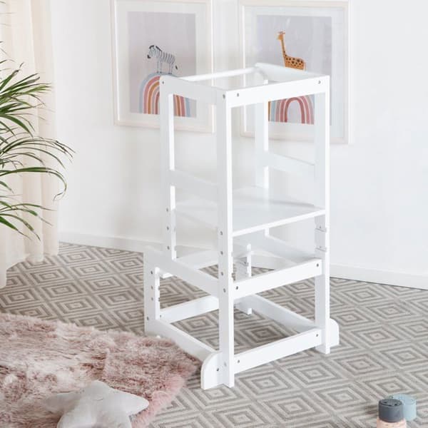 ROBA Learning Tower - Safe Step Pall för barn - Idealisk som kökshjälp - Stöder upp till 80 kg - Vit