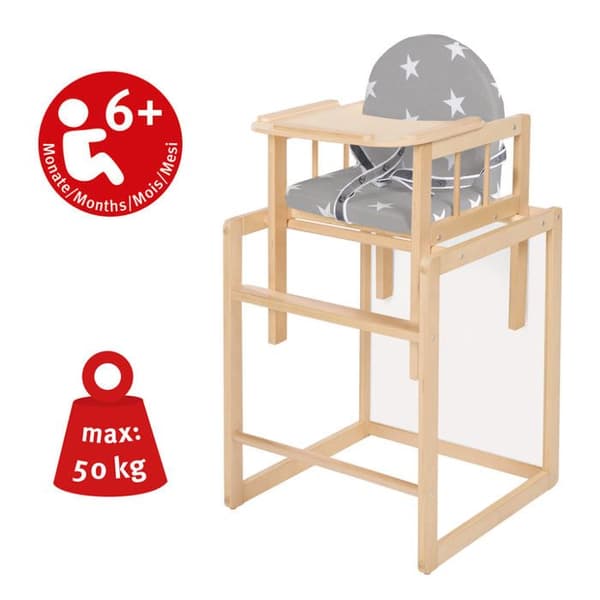 Barnstol - ROBA - Little Stars - Justerbar - Naturträ - Grå / Vit