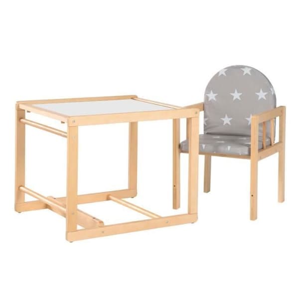 Barnstol - ROBA - Little Stars - Justerbar - Naturträ - Grå / Vit