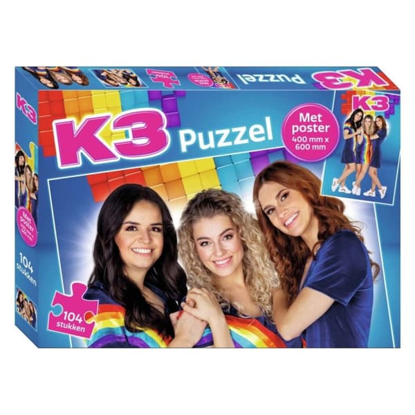 K3 puslespil med plakat 104 brikker