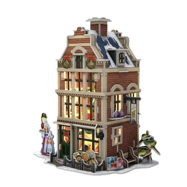 Cubic Fun 3D-puslespil Hollandsk hus vinterbageri + lys 65 stykker