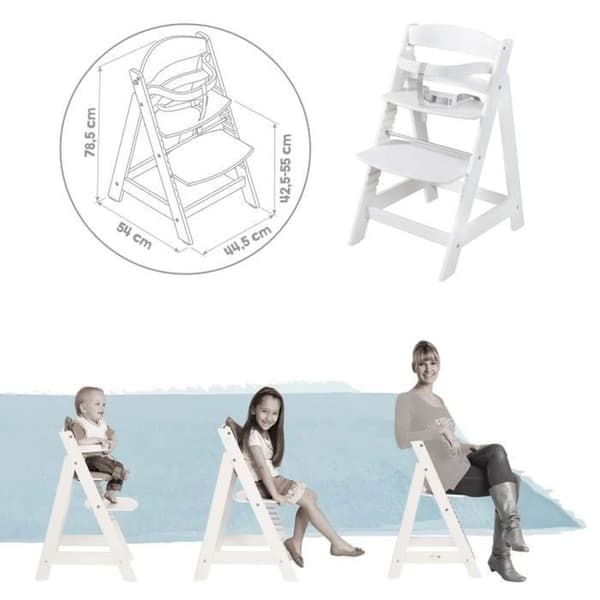 ROBA "Born Up" 2 i 1 vit konvertibel barnstol + "roba Style" frostad grön solstol