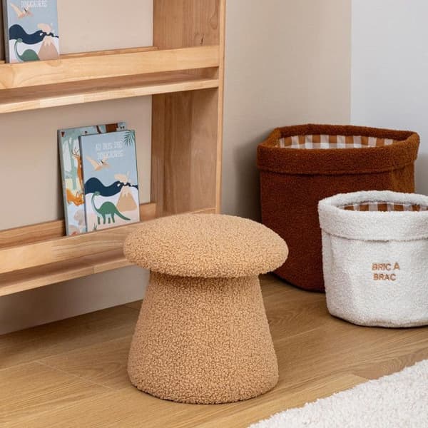 Pouf bouclette barn Zopi brun D27cm - Atmosphera inredningsskapare - Brun