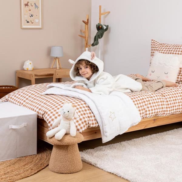 Pouf bouclette barn Zopi brun D27cm - Atmosphera inredningsskapare - Brun