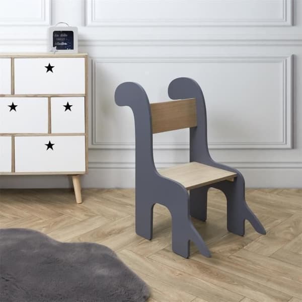 Home Deco Kids HD7476 Barnstol Dinosaurie Grå och beige Trä H60 x 33 x 49,5 cm