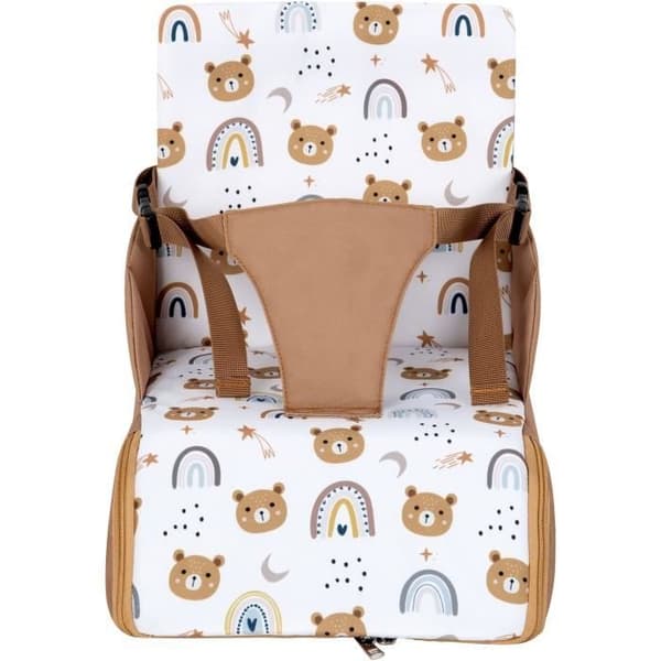 Rehausseur nomade - TINEO - 30 x 28 x 13 cm - Ultra kompakt - Kamelfärgad / Nallebjörnar