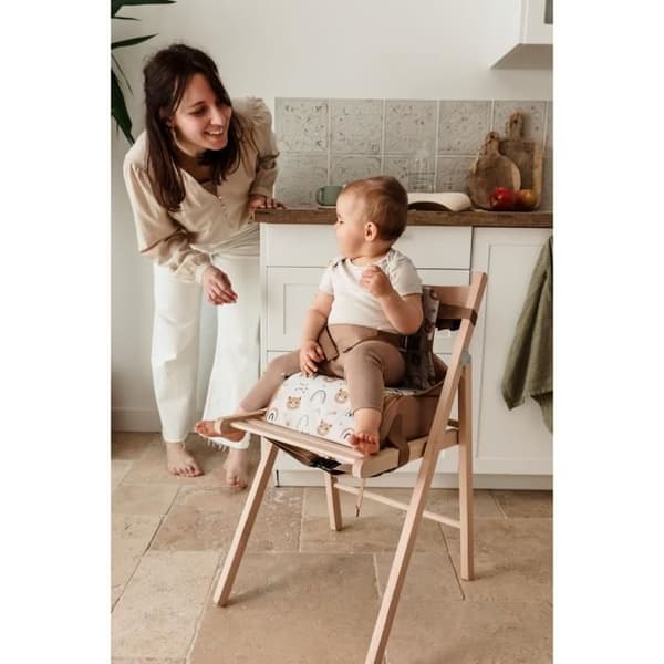 Rehausseur nomade - TINEO - 30 x 28 x 13 cm - Ultra kompakt - Kamelfärgad / Nallebjörnar