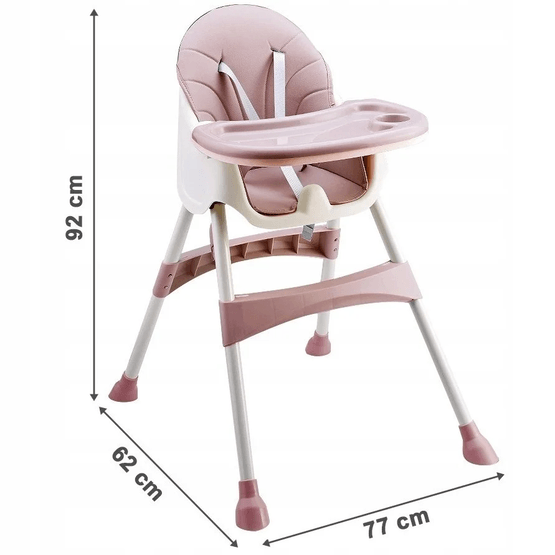 Højstol - 2-i-1 - Højdejustering - Pink