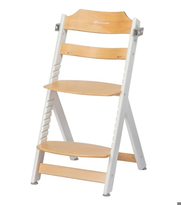 BEBECONFORT Timba + kudde, Hög stol för spädbarn, Trä-stol, Från 6 månader till 10 år (30kg), Ljust trä Beige