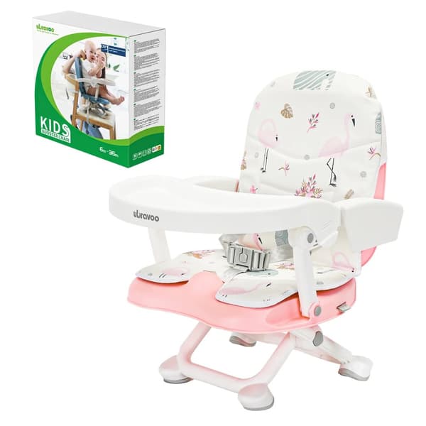 Baby Booster Sæde, 3-Punkts Seler, Aftagelig Bakke,Pink flamingo