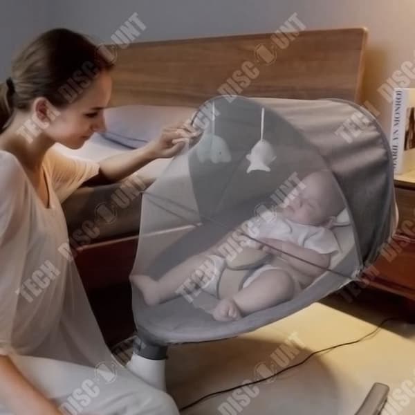 TD® Baby elektrisk gungstol komfortstol en knapplås lätt att ta bort och tvätta installation säng spjälsäng sim
