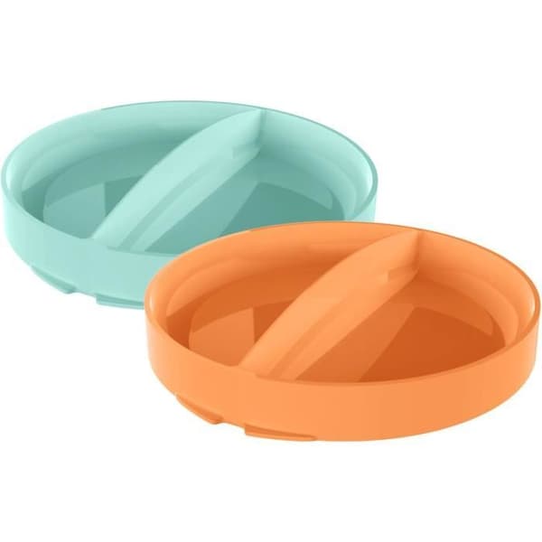 Lärande matstol - INGENUITY - Twist &amp; Dine tallrik - Höjare - Barn från 6 månader till 3 år - Orange och blå