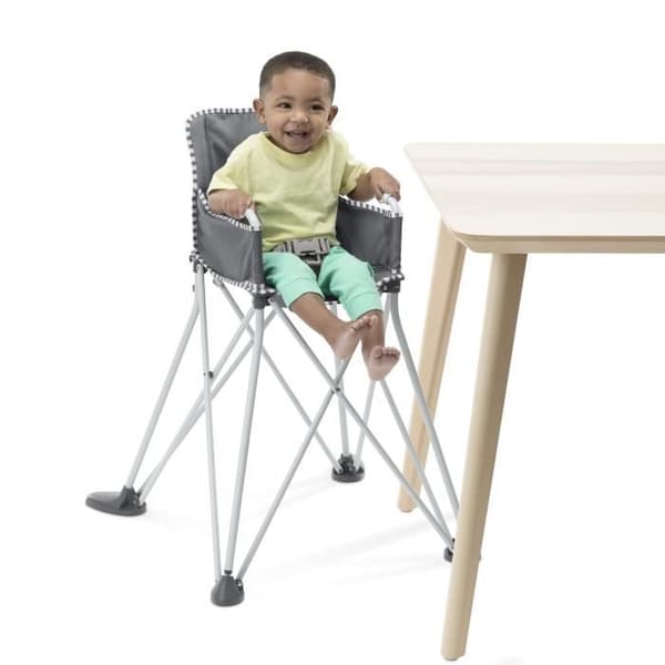 BRIGHT STARTS Fällbar barnstol Pop 'N Dine, med bärväska, tablett med koppställ, avtagbar och tvättbar