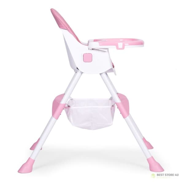 Babymatningsstol, bricka, korg, 5-punktsbälten, rosa ECOTOYS