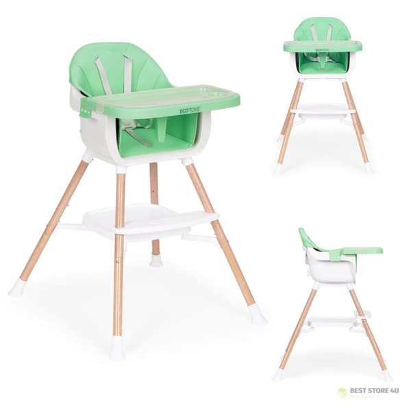 Babymatningsstol 2i1 grön ECOTOYS