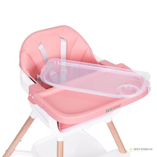 Babymatningsstol 2i1 rosa ECOTOYS